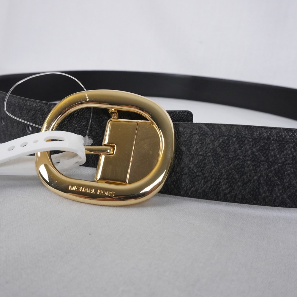 $78 Michael Kors Authentic Unisex Reversible MK Twist Brown/Black Medium Belt